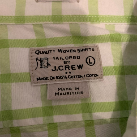 Quality Woven Shirt 100% Cotton Large Long Sleeve Green J. Crew - Picture 2 of 6